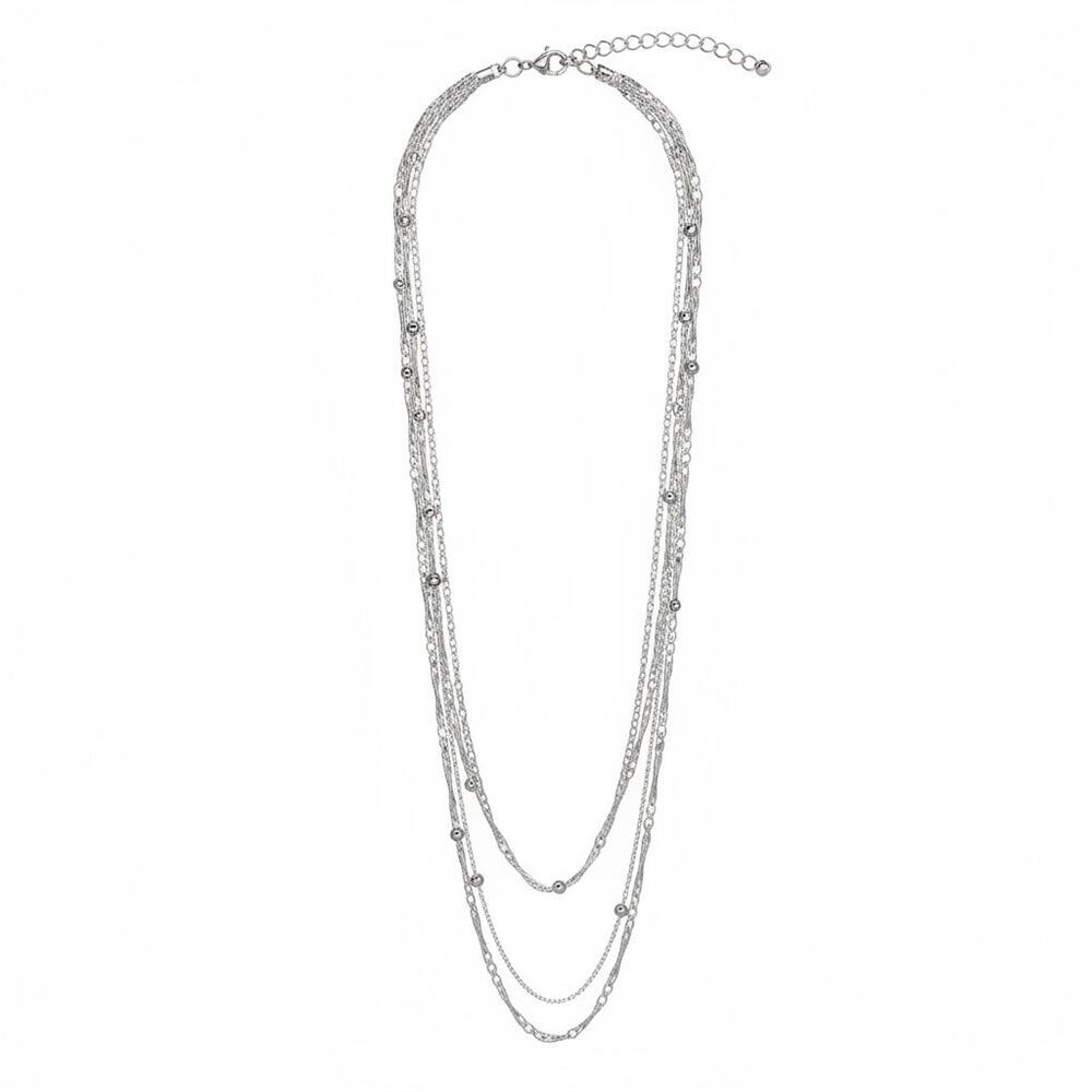 AND NOW THIS Silver Plated Layered Chain Necklace 18” Adjustable New